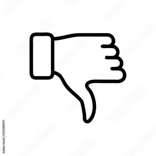Black and White Thumbs Down Icon – Minimalist Outline Vector Symbol for Dislike, Negative Feedback, Downvote, Rejection, or Unfavorable Opinion in Social Media, Reviews, and Online Interactions"