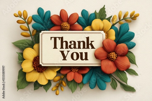 Elegant floral thank you card design with vintage aesthetic