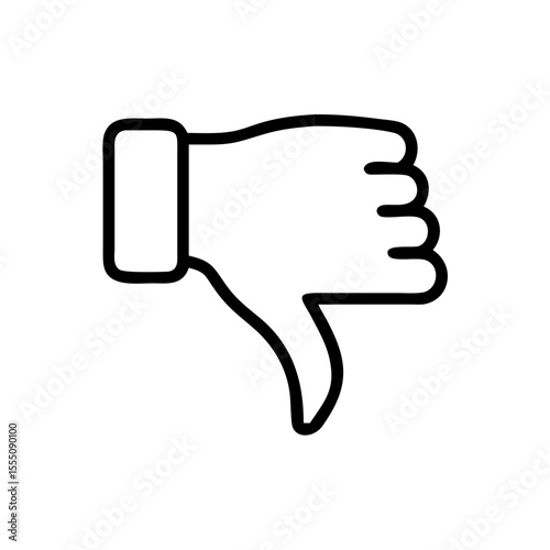 Black and White Thumbs Down Icon – Minimalist Outline Vector Symbol for Dislike, Negative Feedback, Downvote, Rejection, or Unfavorable Opinion in Social Media, Reviews, and Online Interactions"