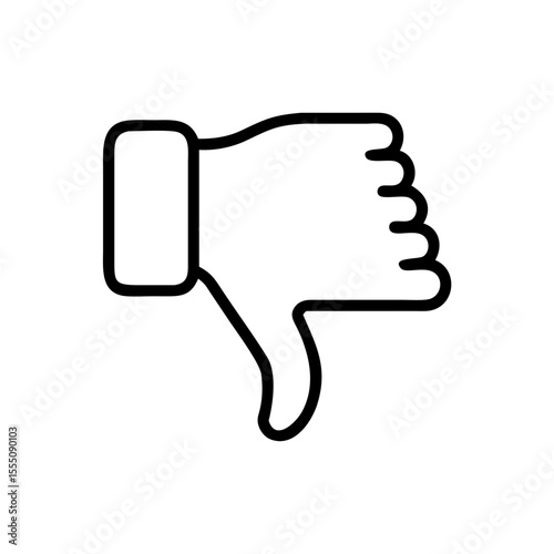 Black and White Thumbs Down Icon – Minimalist Outline Vector Symbol for Dislike, Negative Feedback, Downvote, Rejection, or Unfavorable Opinion in Social Media, Reviews, and Online Interactions"