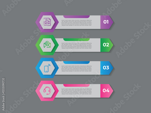 Business infographics template. timeline with 4 steps, options. can be used for workflow diagram, info chart, web design. vector illustration.