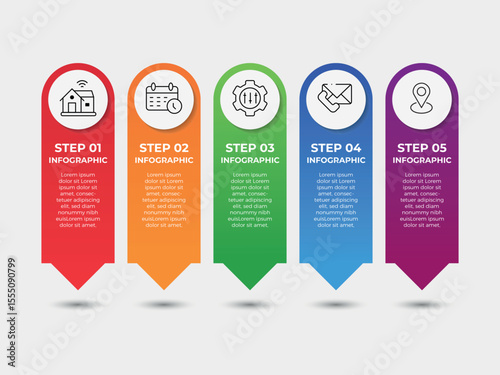 method infographic concept for slide presentation with creative square box and line bottom with 5 point list with flat style