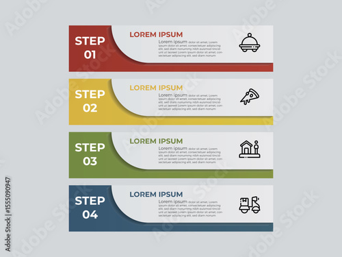 Charity and Donation Infographic Template. Line Icons Design with Numbers 4 Options or Steps. Infographic Design for Workflow Layout, Diagram, Annual Report, Web Design etc.