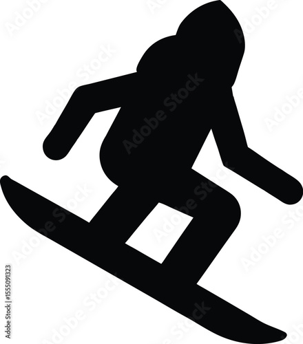Snowboarder icon gliding on slope in winter action pose silhouette vector