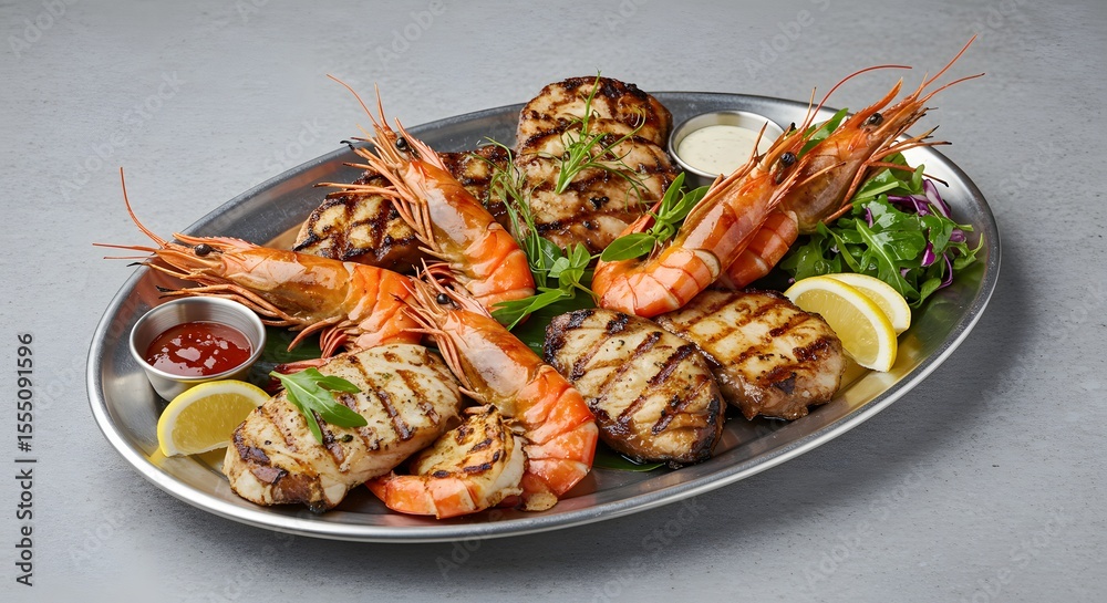 Grilled Seafood Platter with Shrimp and Fish Grilled Seafood Platter with Shrimp and Fish