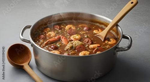 Seafood Gumbo in Pot