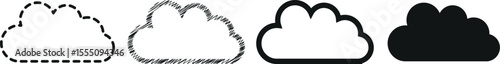 Minimal and Modern Cloud Icons Set – Unique Handcrafted Vector Clouds in Various Shapes for Weather, Web, and App Design