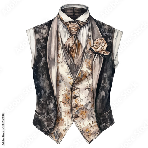 Waistcoat, watercolor drawing vector, isolated on a white background.