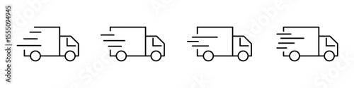 Delivery truck icon. Delivery van vector set. Express courier line design.