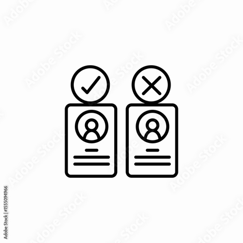 selected rejected candidate icon sign vector