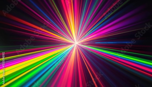 Intense light burst, expanding rainbow spectrum, abstract background,  background,  graphic
