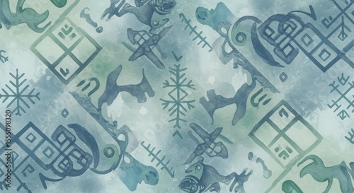 Paleolithic Symbols in a Soft Pastel Palette