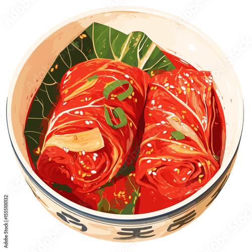 Spicy Fermented Kimchi Bowl with Napa Cabbage