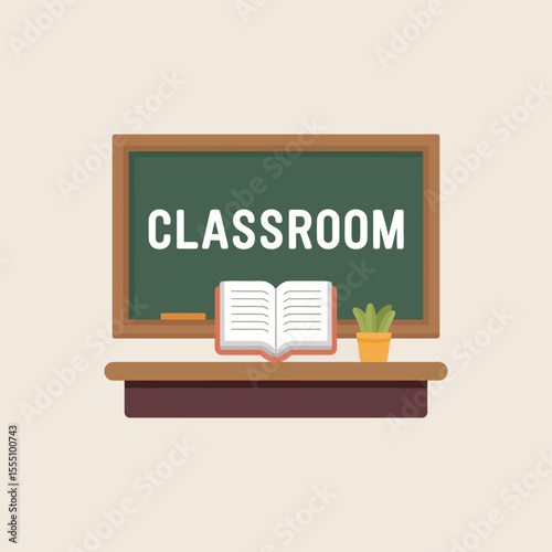Classroom icon vector illustration, Classroom teaching sign, Education and e-learning icon