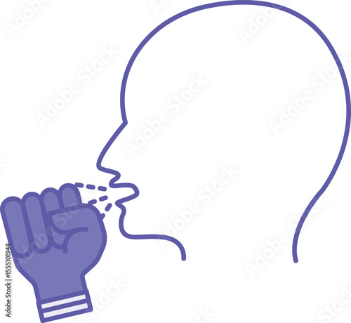 Colored Cough Icon. Vector Illustration. Man Coughing Into Fist. Illness, Medicine. Lung Disease Concept