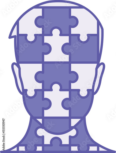 Colored Personality Icon. Vector Illustration. Character Trait That Makes A Person Unique. Individuality, Puzzle Man Face. Concept Psychology