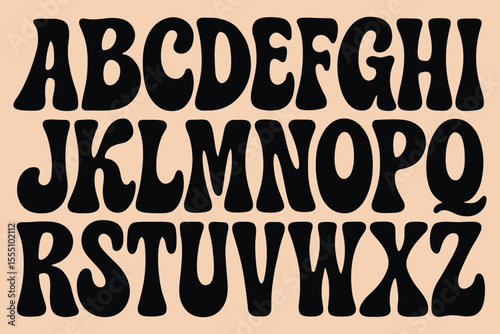 Retro Psychedelic Display Font – Bold Groovy Vector Alphabet for Vintage Design