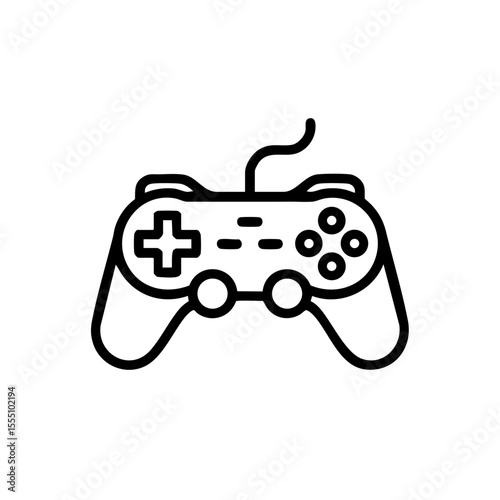 Classic video game controller with buttons and joystick isolated on transparent background