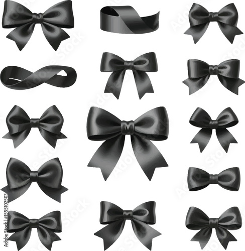 set of black bow ties Collection of elegant black bows for various occasions
