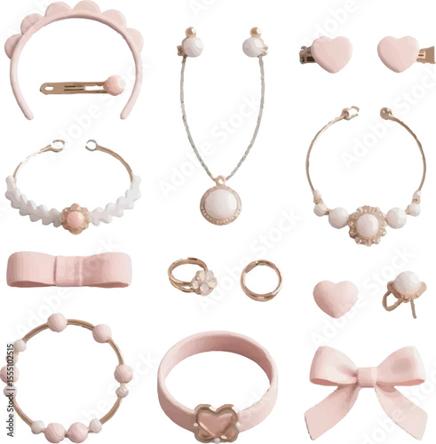 set of various jewellery Elegant Pink Jewelry and Hair Accessories Set