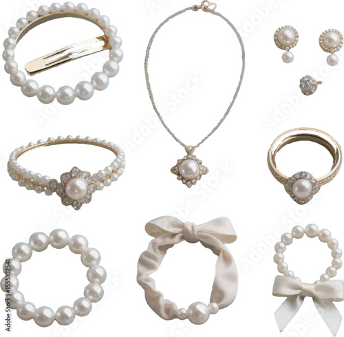 set of earrings with diamonds Elegant Pearl Jewelry Set