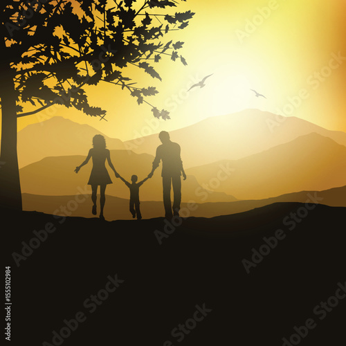 Set of happy traditional heterosexual families with children. Smiling mother, father and kids. Cute cartoon characters isolated on white background. Colorful vector illustration in flat style. 