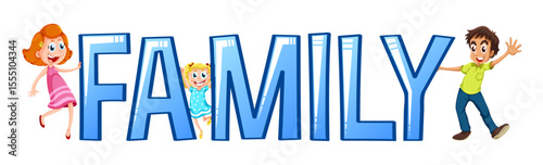 Set of happy traditional heterosexual families with children. Smiling mother, father and kids. Cute cartoon characters isolated on white background. Colorful vector illustration in flat style.