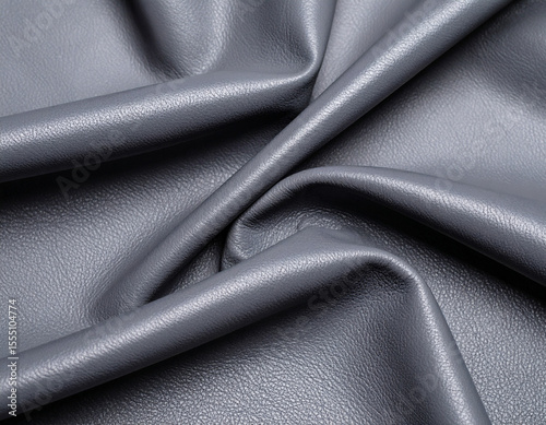 Gray leather with draped wrinkle surface texture