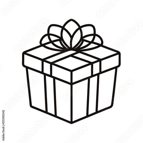 A festive gift box with a ribbon and bow, perfect for Christmas, birthday, or wedding celebrations, isolated on a white background for your design needs