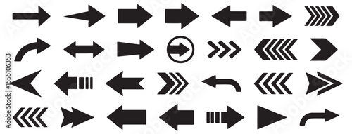  black arrow icons Collection various shapes and directions