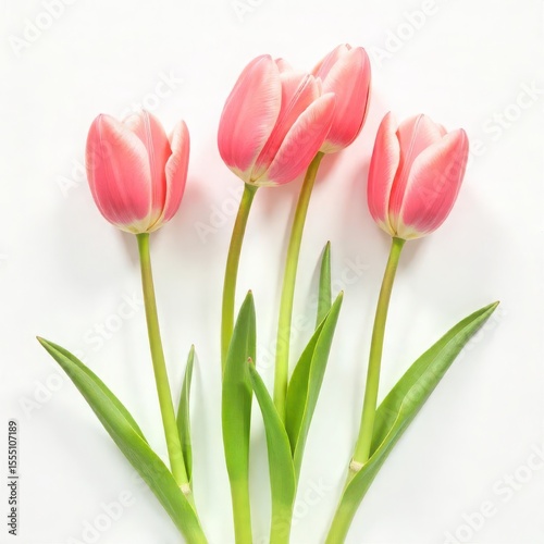 pink tulips isolated on white
