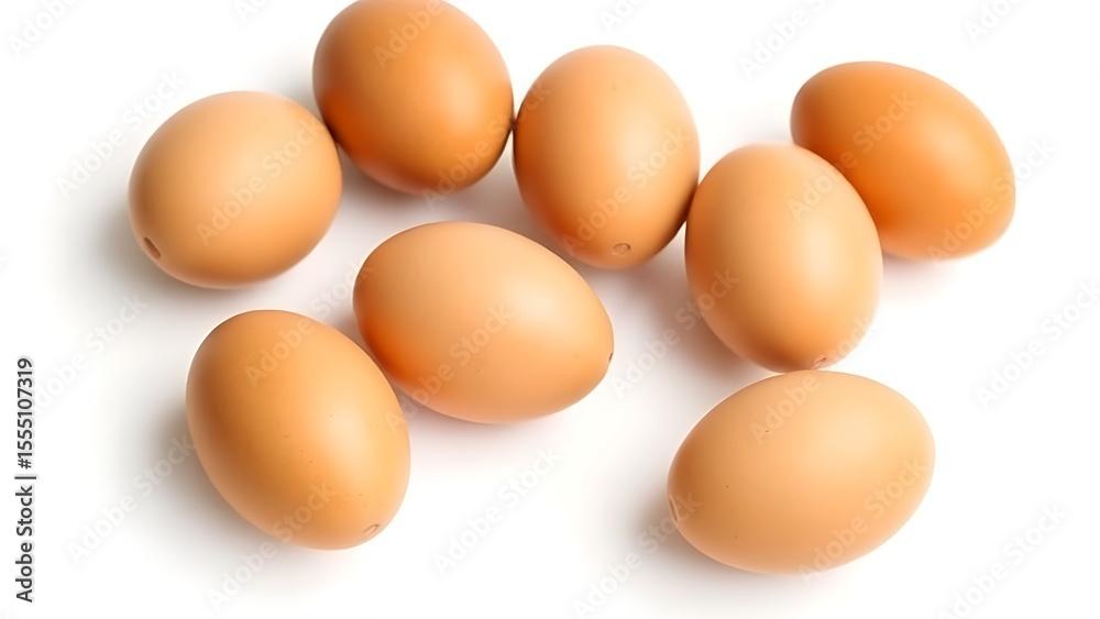 Brown eggs on a white background, showcasing simplicity and natural beauty. Brown eggs on a white background, showcasing simplicity and natural beauty.