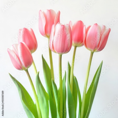 pink tulips isolated on white