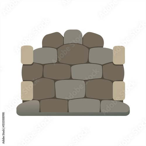 Cartoon Stone Wall Texture Vector in Flat Colors on White Background