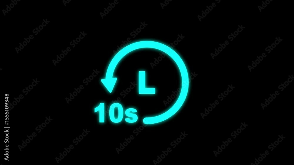 Clock 10 seconds icon, isolated on transparent background ,timer time passage waiting time animation 4k , 10 hours, 10 seconds arrow fast rotated 4k animation with alpha channel Clock stopwatch timer
