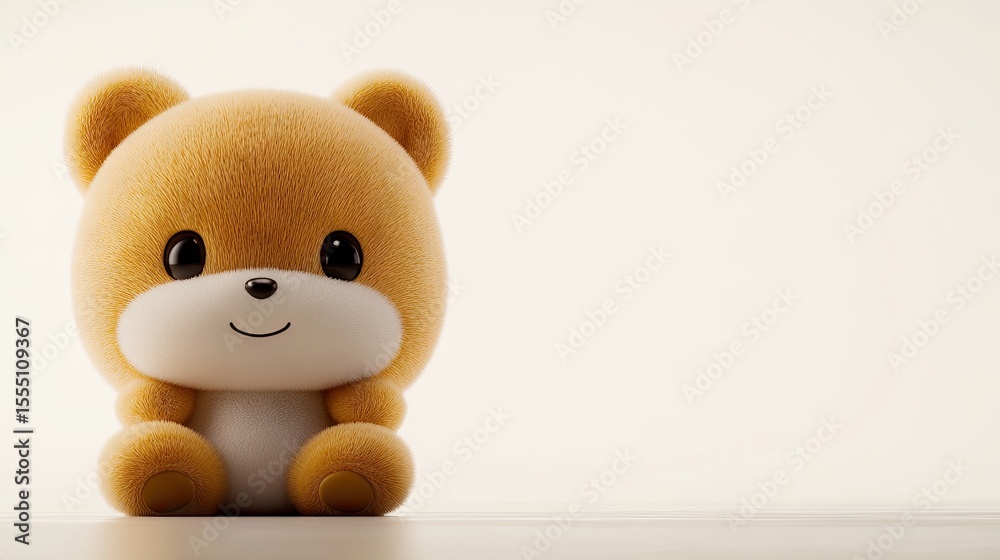 Obraz premium Cute teddy bear figurine against a plain background.