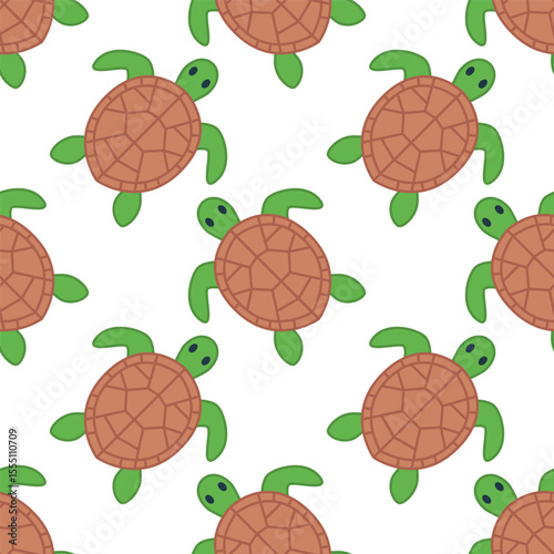Seamless pattern of cute sea turtles on white background