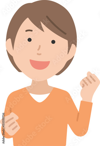 Woman in casual clothes with clenched fists