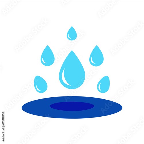 Vector Illustration of Water Droplets Splashing on White Background