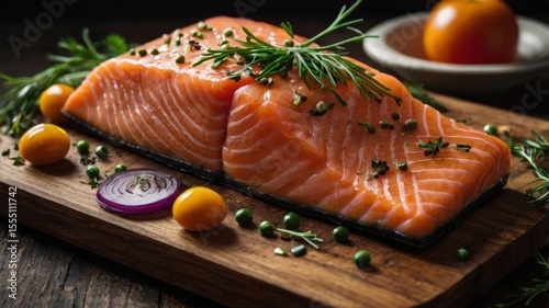 raw salmon steak