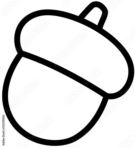 Simple Acorn Outline Vector Illustration.
Black and White Acorn Clipart Icon.
Autumn Forest Acorn Doodle Drawing.
Transparent background.  svg.