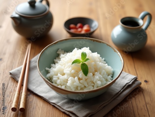 rice_bowl_wooden_chopsticks_ceramic_teapot