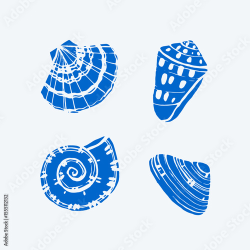 Seashell illustration. Contour vector illustration for packaging, corporate identity, labels, postcards and pattern.