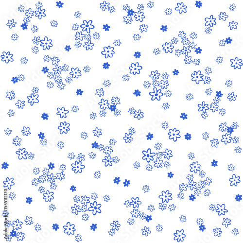 Seamless simple flower pattern. Geometric stylized flowers in groovy naive style. Floral botanic hand drawn design templates.