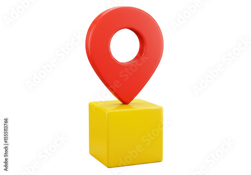 Free Download Isolated Location Pin on Yellow Cube GPS Navigation - GFXLoad