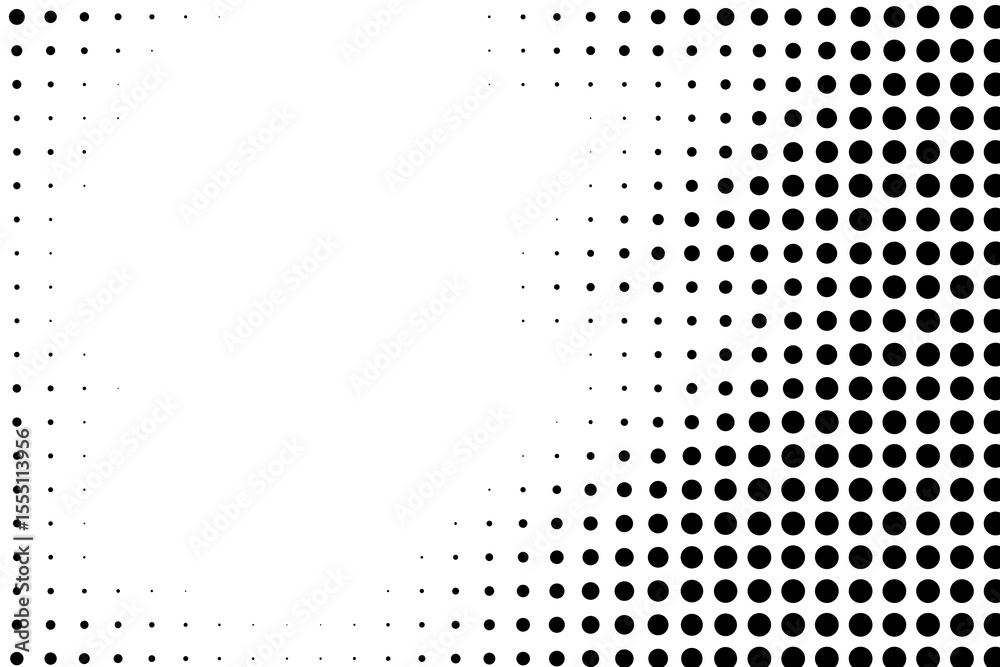 Black Halftone Dot Frame with Right Fade