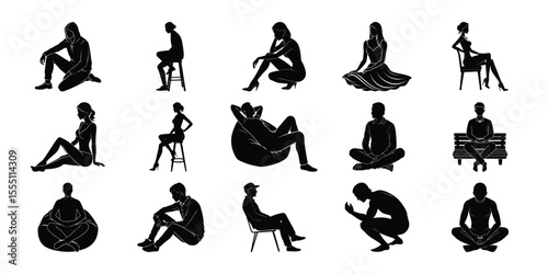 Vector art of silhouettes of runners in various running poses isolated on transparent background