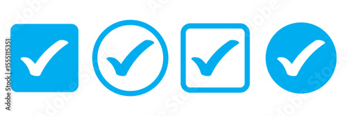 Check box icon with correct, accept checkmark icons tick box checked. Approve symbol. Check mark icon vector design. Blue check mark icon. Blue tick symbol. Vector check icon
