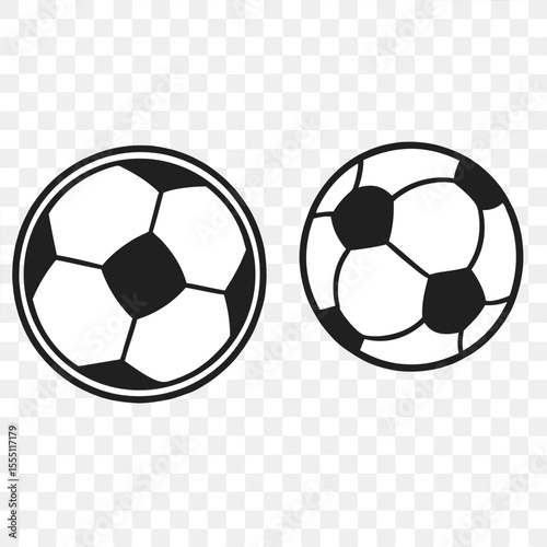 Two Soccer Balls Black and White Vector Illustration Sporting Equipment Football Soccer Game Activity Sport Ball Graphic Icon Design Logo Symbol Isolated Outline