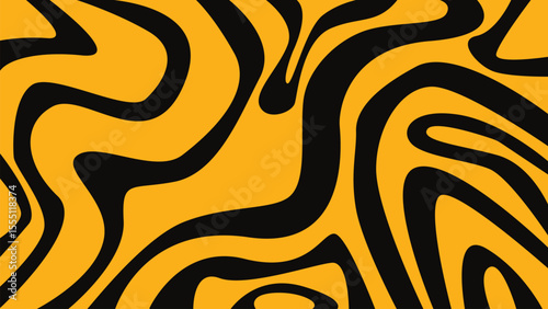 Abstract yellow black squiggle background